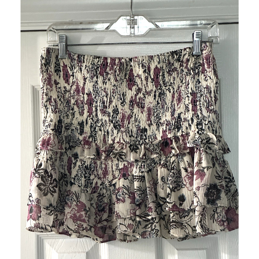 Zara Women’s Short Ruffle‎ Layered Mini Skirt Size L Floral Print